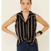 Shirts Rock & Roll Denim | Rock & Roll Denim Women'S Serape Stripe Tie-Front Sleeveless Button-Down Western Shirt Outlet