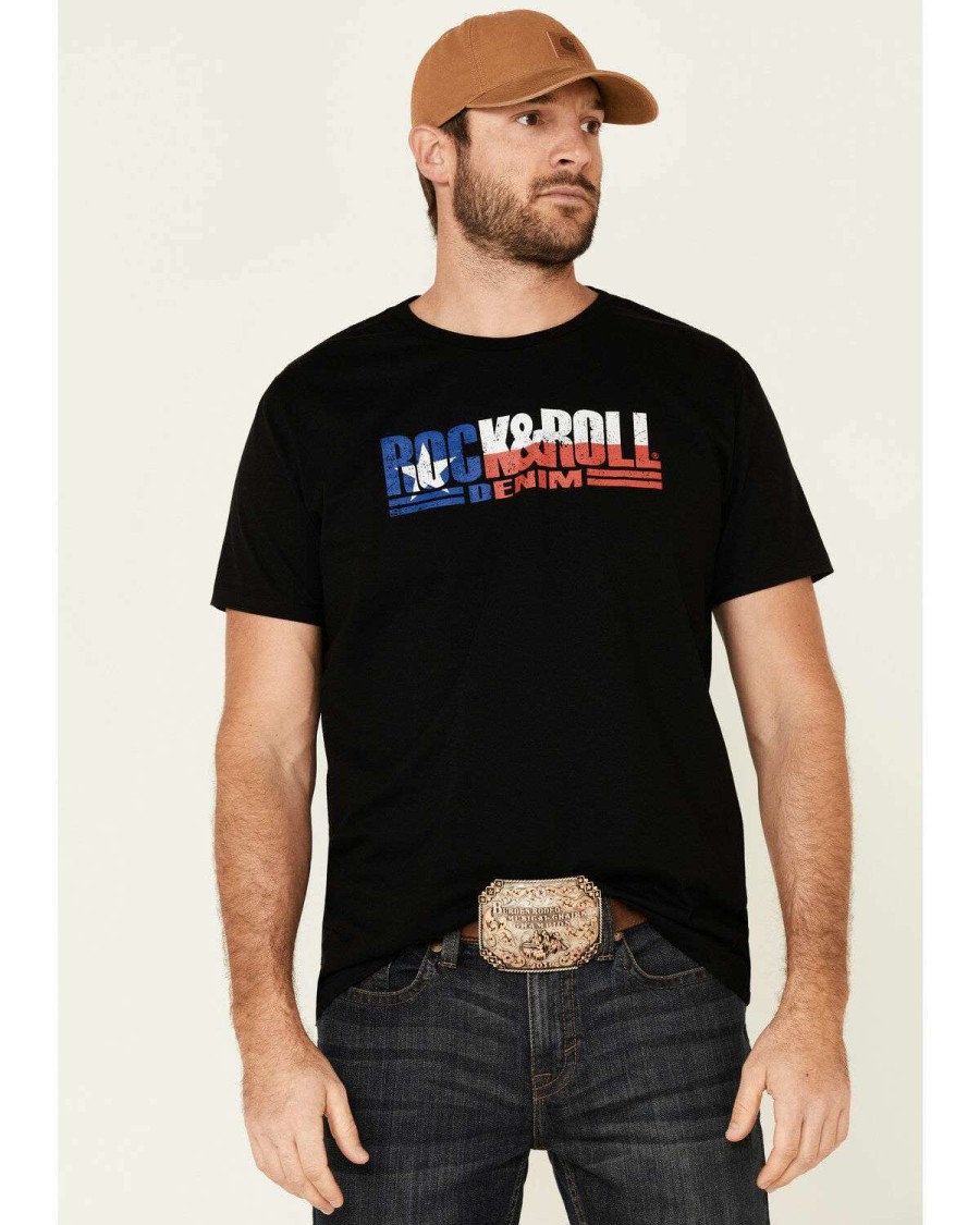 Shirts Rock & Roll Denim | Rock & Roll Denim Men'S Texas Flag Logo Graphic T-Shirt Limited Edition