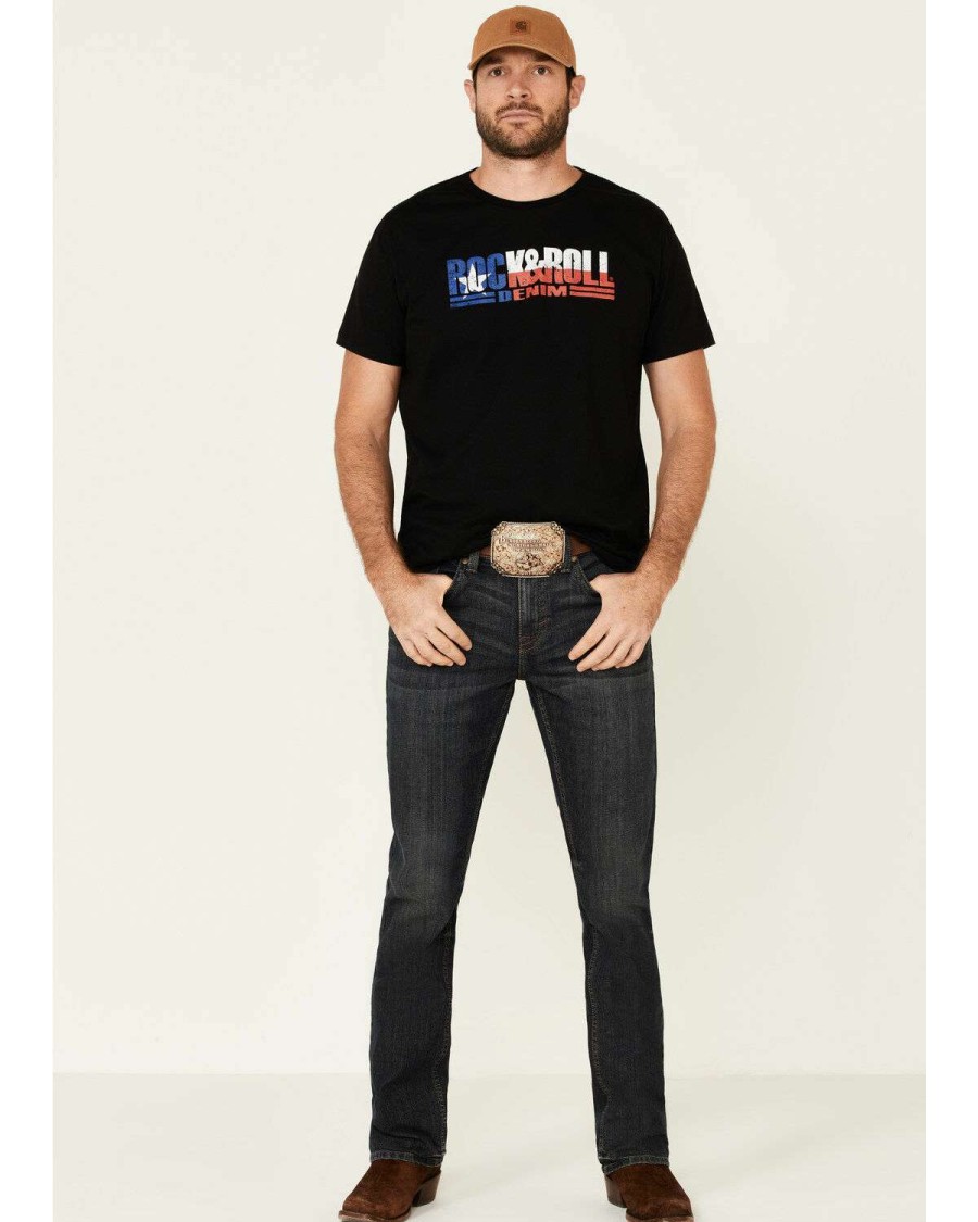 Shirts Rock & Roll Denim | Rock & Roll Denim Men'S Texas Flag Logo Graphic T-Shirt Limited Edition