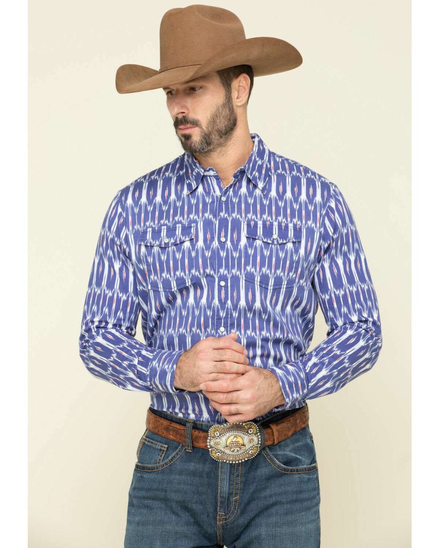 Shirts Rock & Roll Denim | Rock & Roll Denim Men'S Ikat Southwestern Print Long Sleeve Western Shirt Outlet