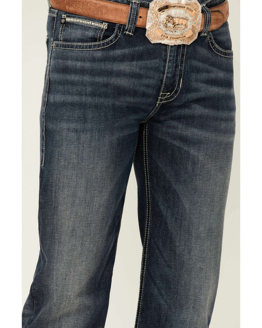 Jeans Rock & Roll Denim | Rock & Roll Denim Men'S Dark Wash Revolver Stretch Slim Straight Jeans Outlet