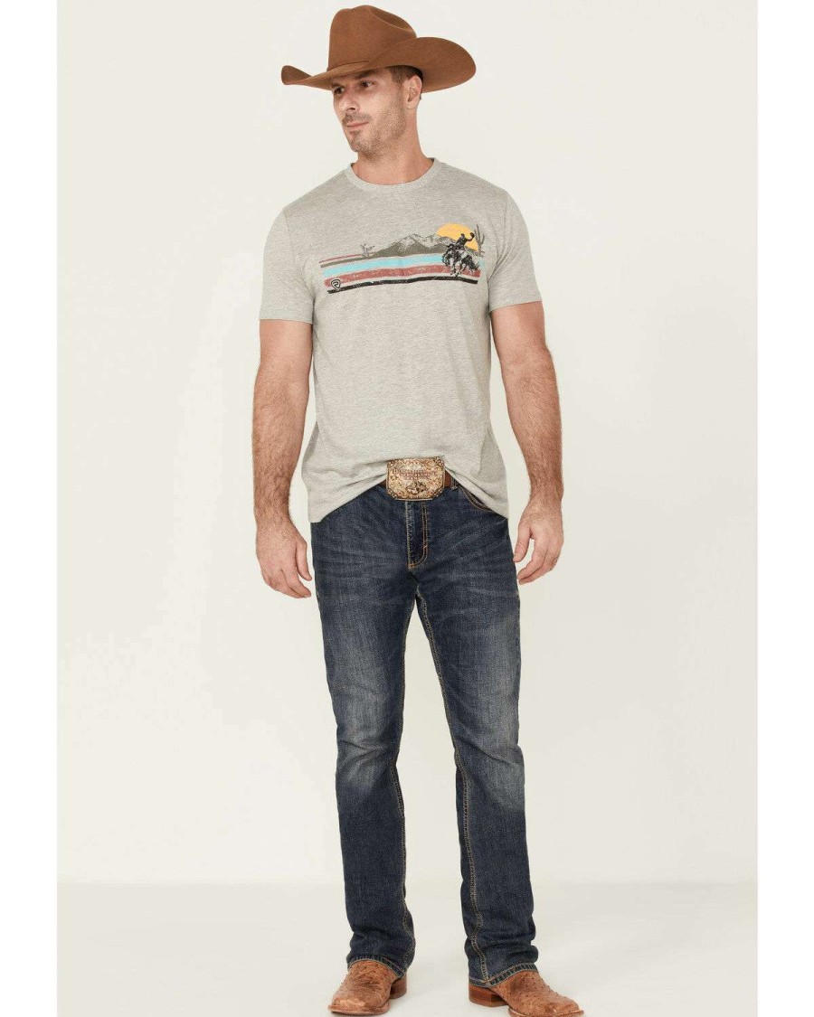 Shirts Rock & Roll Denim | Rock & Roll Denim Men'S Grey Western Graphic Short Sleeve T-Shirt Discount