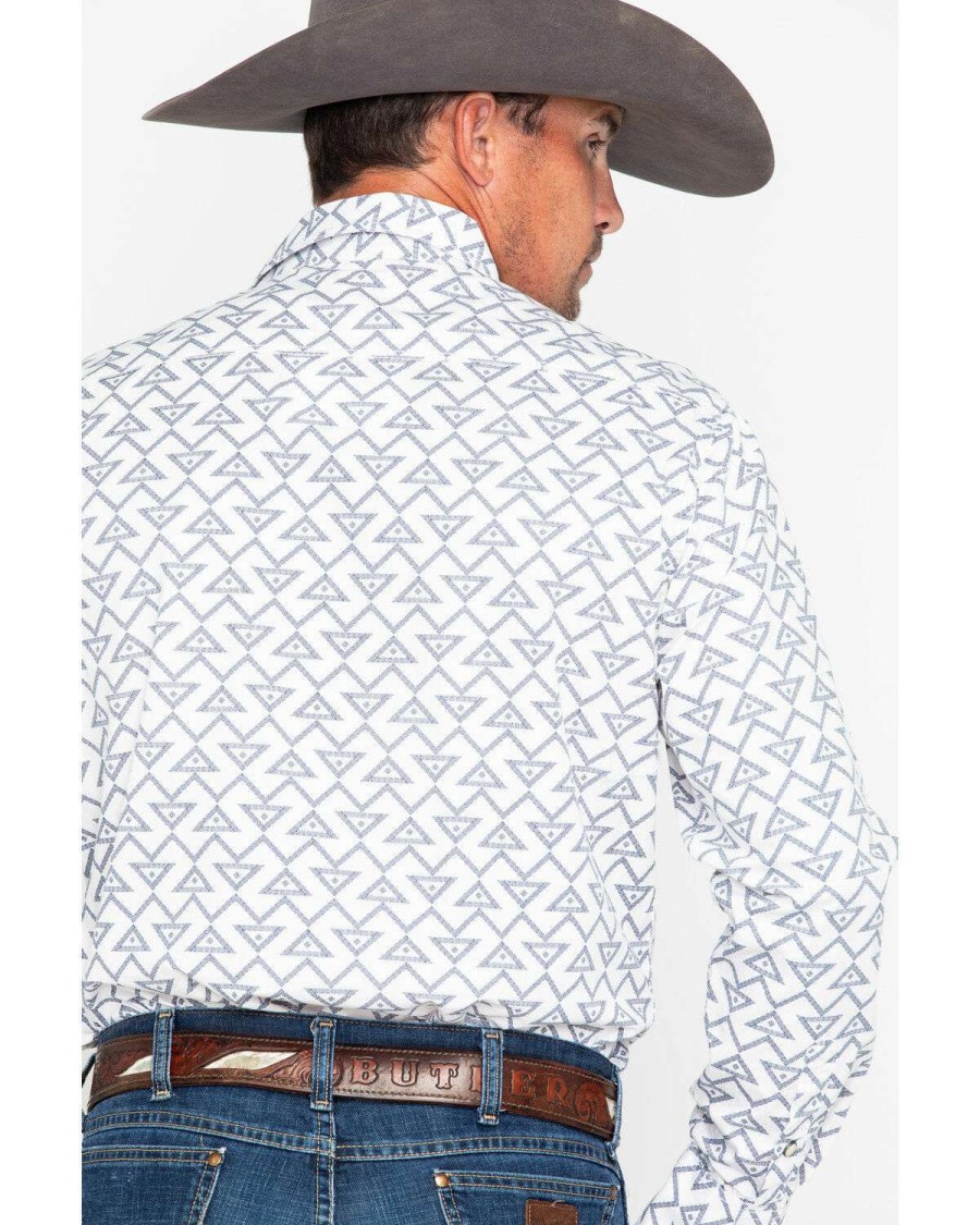 Shirts Rock & Roll Denim | Rock & Roll Denim Men'S Triangle Geo Print Long Sleeve Western Shirt Online