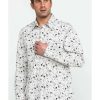 Shirts Rock & Roll Denim | Rock & Roll Denim Men'S Washed Guitar Print Long Sleeve Western Shirt Outlet