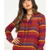 Shirts Rock & Roll Denim | Rock & Roll Denim Women'S Rust Serape Stripe Southwestern Embroidered Long Sleeve Western Shirt Outlet