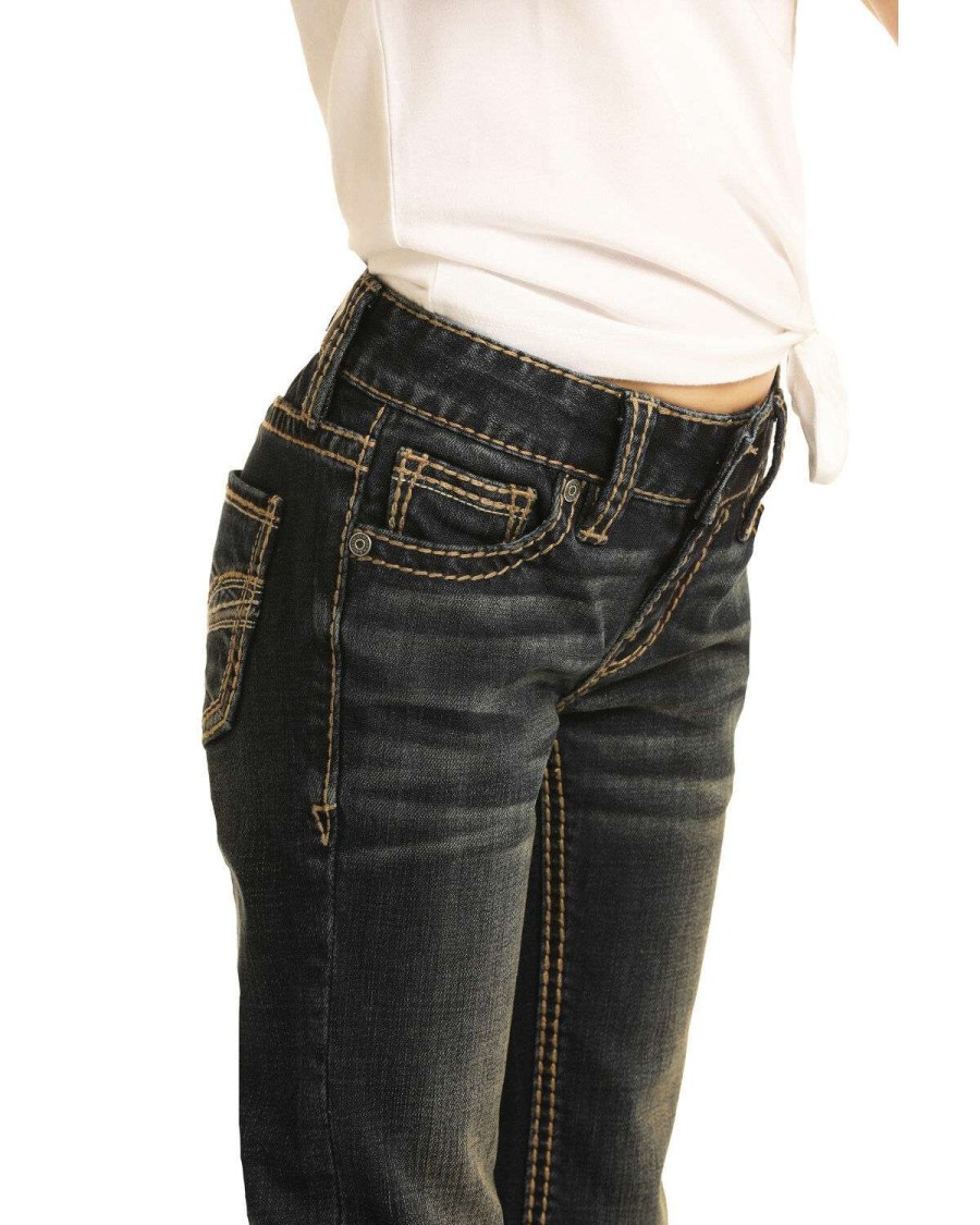 Jeans Rock & Roll Denim | Rock & Roll Denim Girls' Dark Stretch Bootcut Jeans Limited Edition