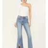 Jeans Rock & Roll Denim | Rock & Roll Denim Women'S High Rise Slit Denim Trouser Jeans Sale