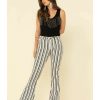 Jeans Rock & Roll Denim | Rock & Roll Denim Women'S Stripe High Rise Flare Jeans Sale