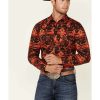 Shirts Rock & Roll Denim | Rock & Roll Denim Men'S Red & Black Southwestern Print Long Sleeve Snap Western Shirt Online