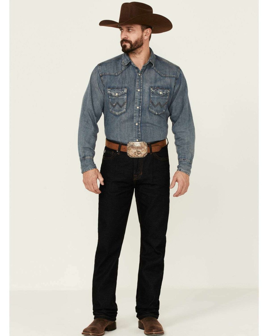 Jeans Rock & Roll Denim | Rock & Roll Denim Men'S Hooey Dark Wash Double Barrel Relaxed Stackable Bootcut Jeans Online