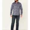 Shirts Rock & Roll Denim | Rock & Roll Denim Men'S Fr Paisley Print Long Sleeve Work Shirt Limited Edition