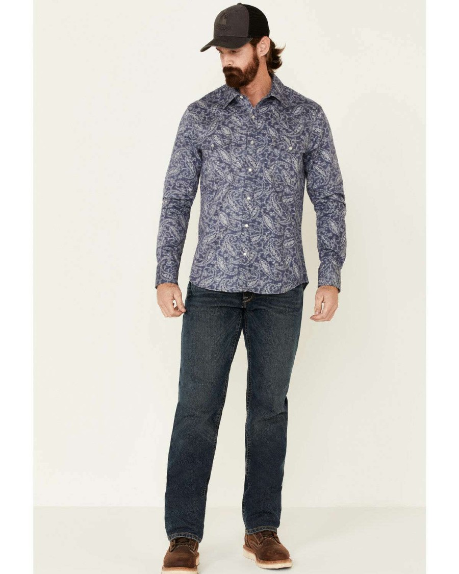 Shirts Rock & Roll Denim | Rock & Roll Denim Men'S Fr Paisley Print Long Sleeve Work Shirt Limited Edition