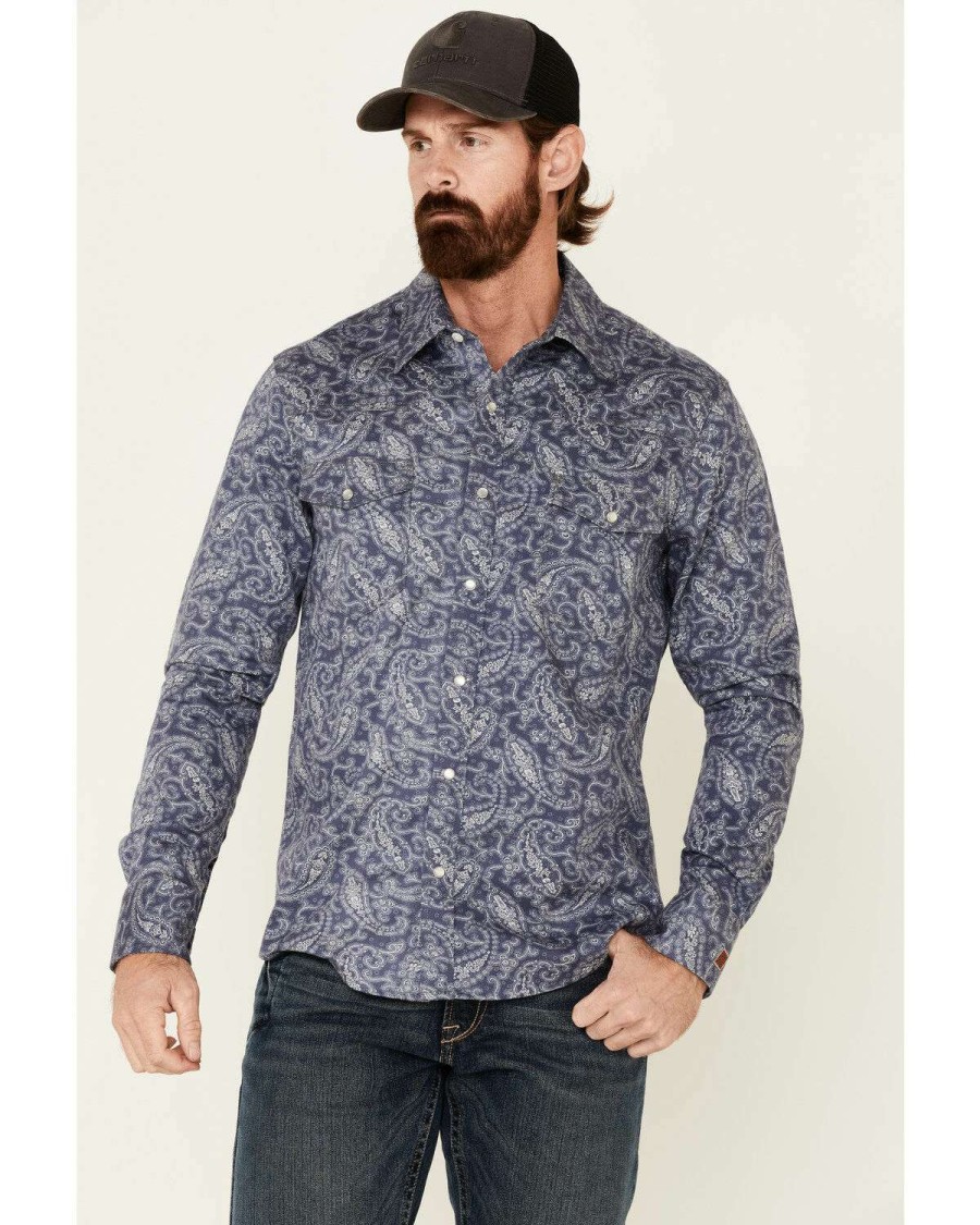 Shirts Rock & Roll Denim | Rock & Roll Denim Men'S Fr Paisley Print Long Sleeve Work Shirt Limited Edition