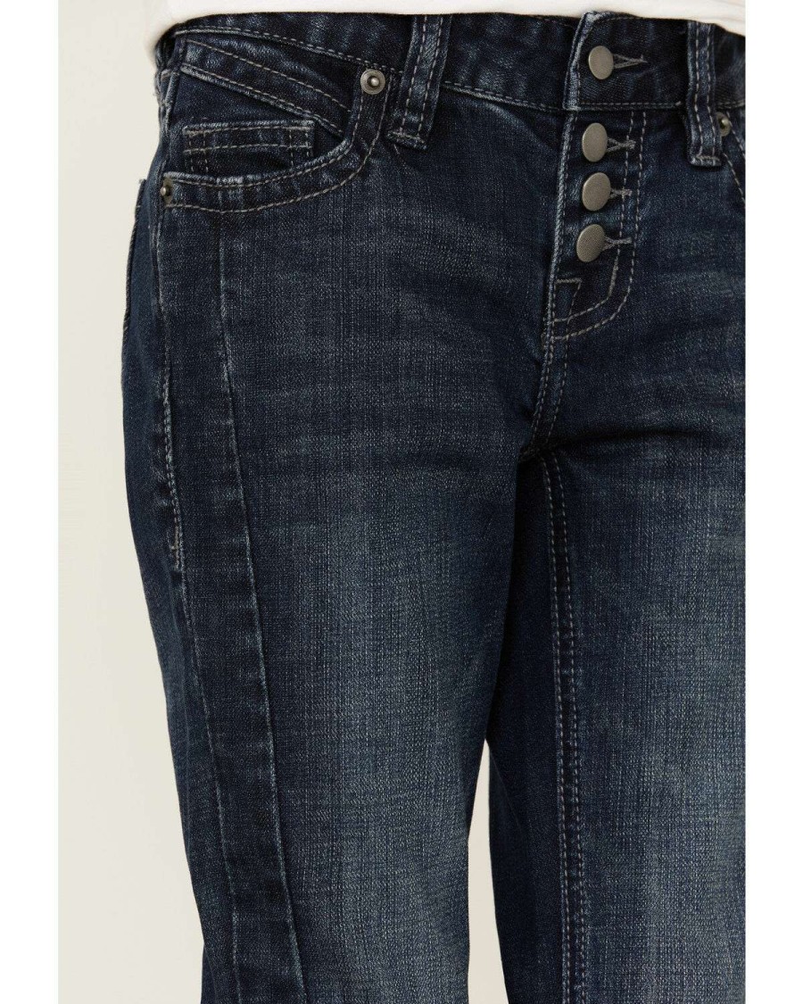 Jeans Rock & Roll Denim | Rock & Roll Denim Girls' Faux Button Trouser Jeans Sale