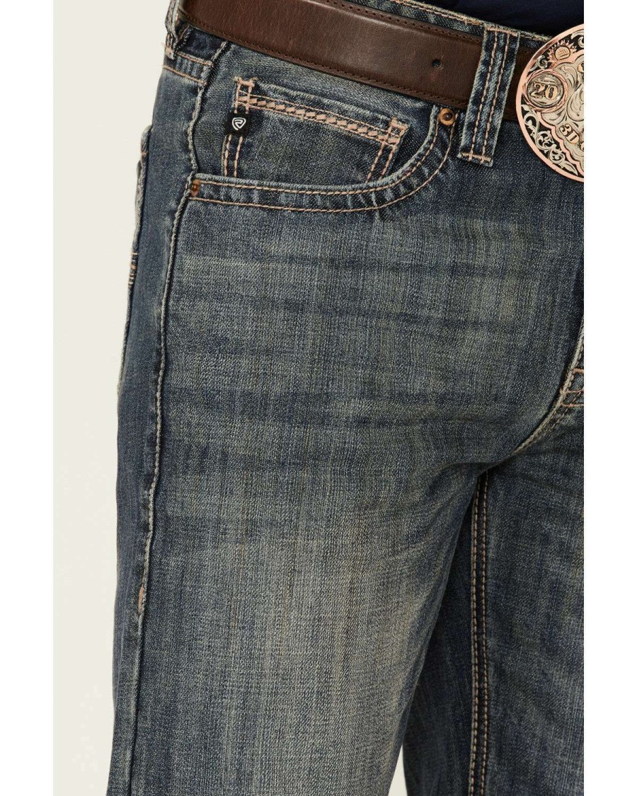 Jeans Rock & Roll Denim | Rock & Roll Denim Men'S Vintage Dark Wash Double Barrel Relaxed Straight Jeans Outlet