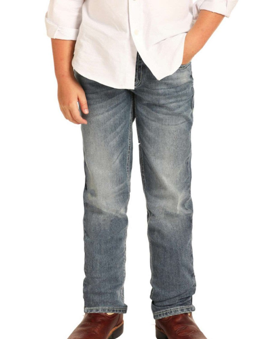 Jeans Rock & Roll Denim | Rock & Roll Denim Boys' Reflex Medium Vintage Stretch Slim Jeans Sale