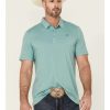 Shirts Rock & Roll Denim | Rock & Roll Denim Men'S Solid Bright Turquoise Knit Short Sleeve Polo Shirt Discount