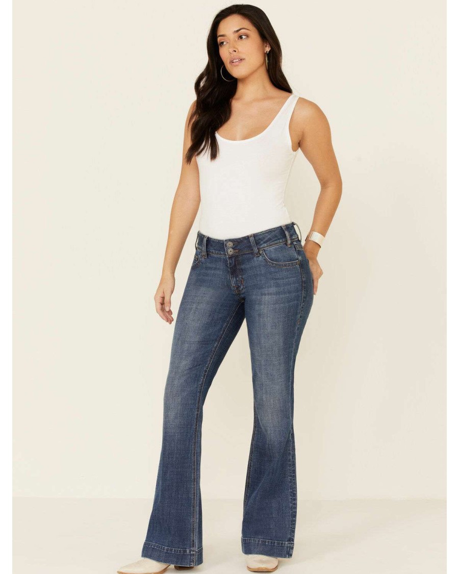 Jeans Rock & Roll Denim | Rock & Roll Denim Women'S Mid-Rise Trouser Jeans Outlet