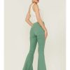 Jeans Rock & Roll Denim | Rock & Roll Denim Women'S Jade Green Bargain Bell Flare Jeans Limited Edition