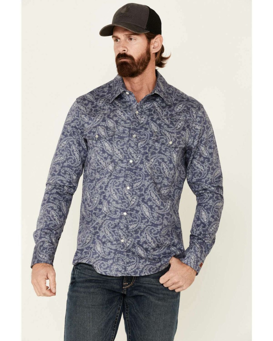 Shirts Rock & Roll Denim | Rock & Roll Denim Men'S Fr Paisley Print Long Sleeve Work Shirt Big Sale