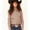 Shirts Rock & Roll Denim | Rock & Roll Denim Girls' Teepee Stripe Long Sleeve Western Shirt Discount