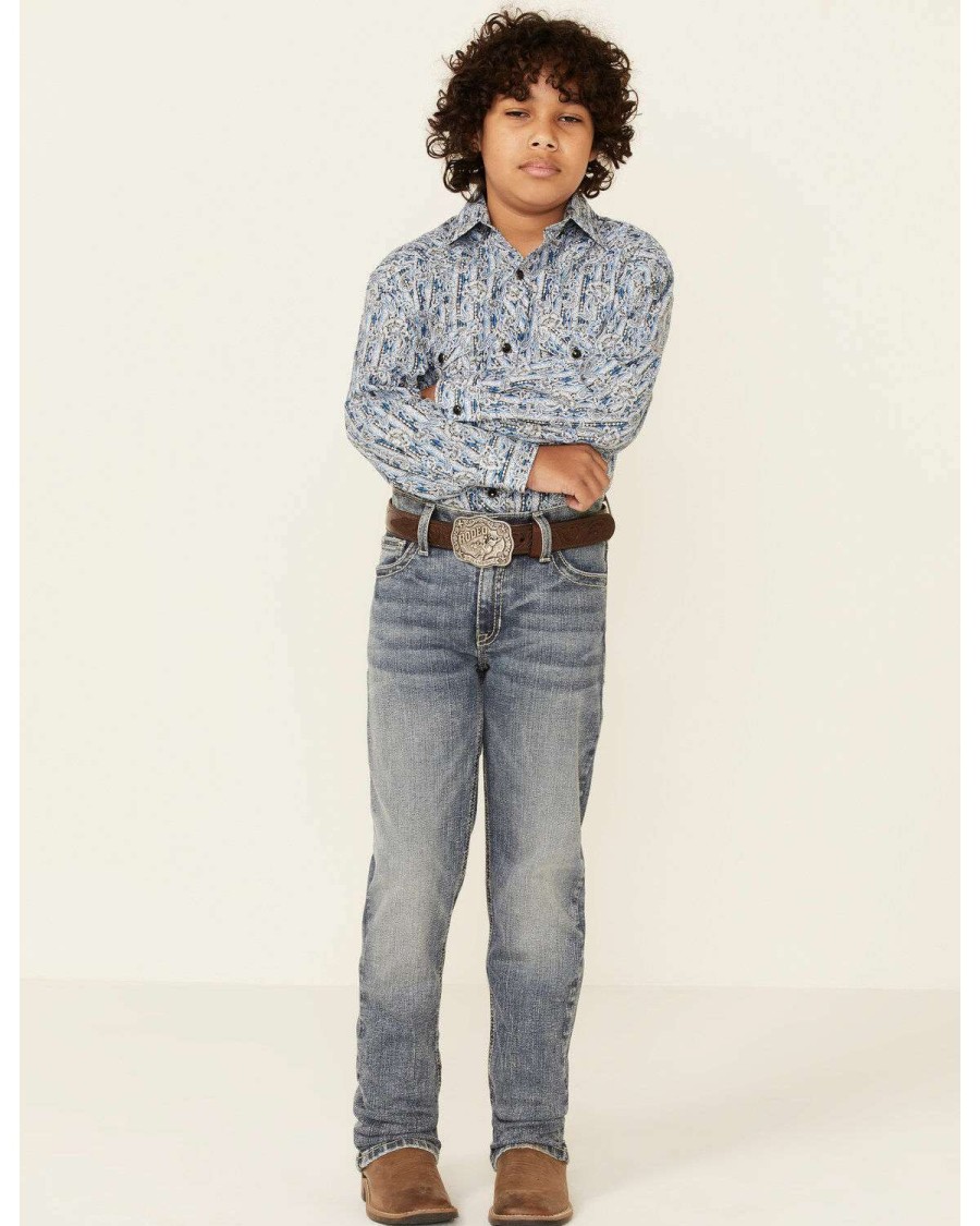 Shirts Rock & Roll Denim | Rock & Roll Denim Boys' Paisley Print Long Sleeve Western Shirt Online