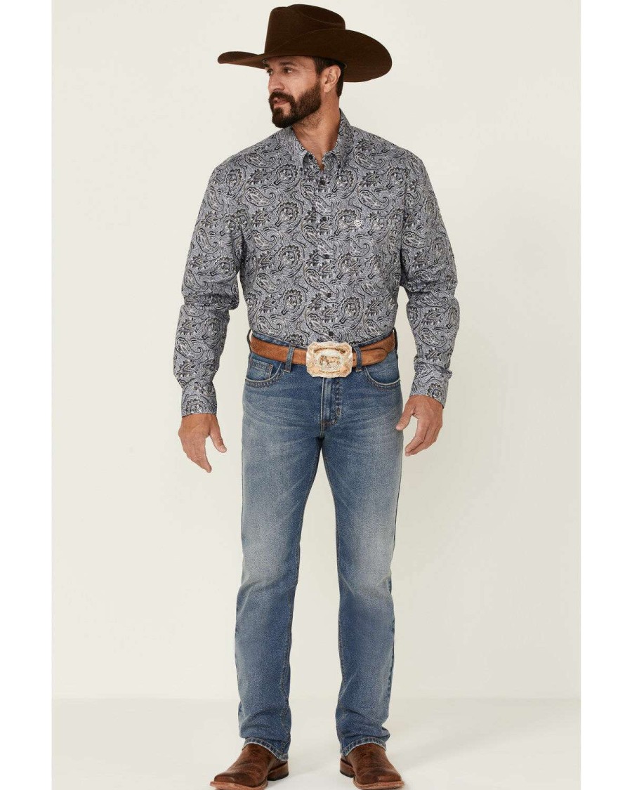 Shirts Rock & Roll Denim | Rock & Roll Denim Men'S Paisley Print Long Sleeve Button-Down Western Shirt Discount