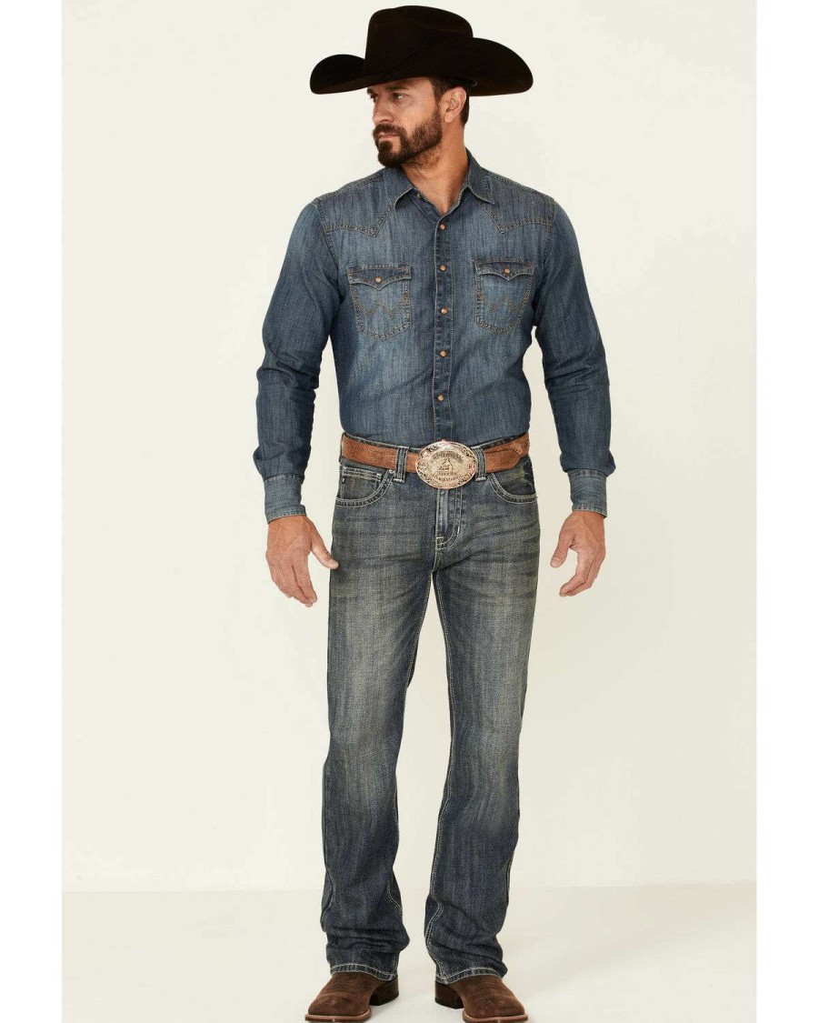 Jeans Rock & Roll Denim | Rock & Roll Denim Men'S Pistol Dark Vintage Wash Regular Straight Jeans Sale