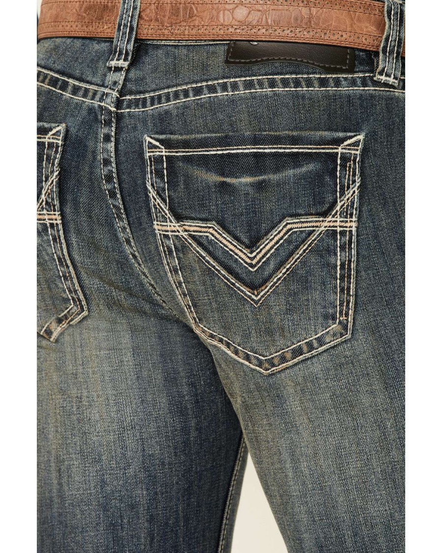 Jeans Rock & Roll Denim | Rock & Roll Denim Men'S Pistol Dark Vintage Wash Regular Straight Jeans Sale