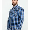 Shirts Rock & Roll Denim | Rock & Roll Denim Men'S Crinkle Herringbone Plaid Long Sleeve Western Shirt Outlet