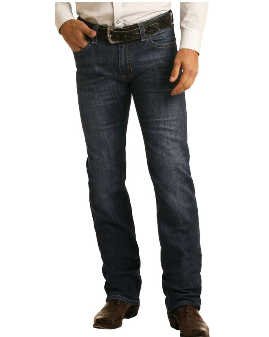 Jeans Rock & Roll Denim | Rock & Roll Denim Men'S Reflex Revolver Stretch Slim Straight Jeans Outlet