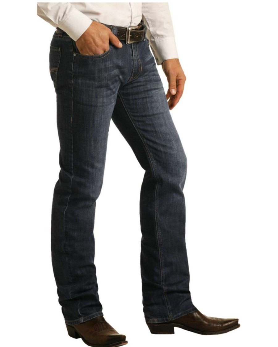 Jeans Rock & Roll Denim | Rock & Roll Denim Men'S Reflex Revolver Stretch Slim Straight Jeans Outlet