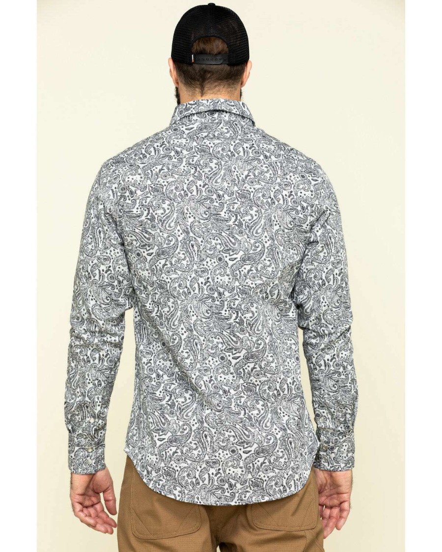 Shirts Rock & Roll Denim | Rock & Roll Denim Men'S Fr Printed Paisley Twill Long Sleeve Work Shirt Outlet