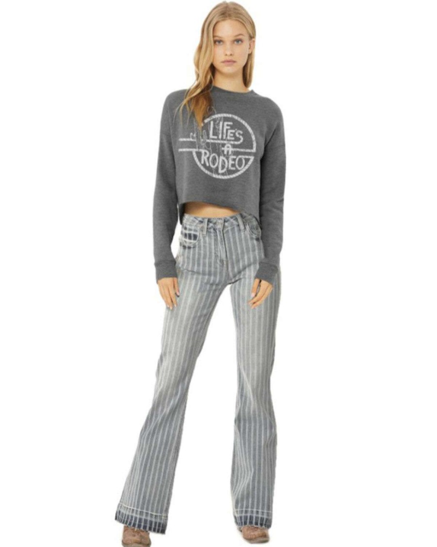 Tops Rock & Roll Denim | Rock & Roll Denim Women'S Life Is A Rodeo Graphic Cropped Top Online