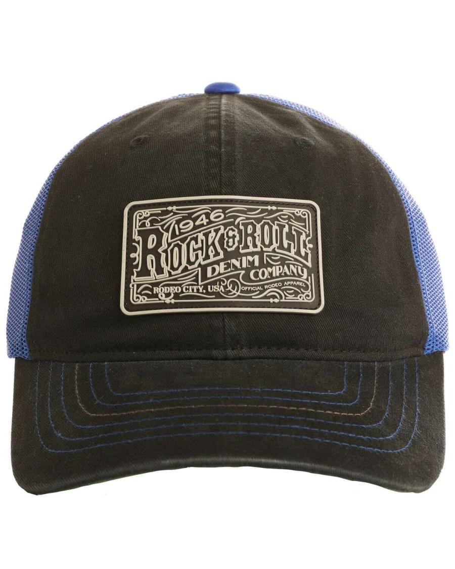 Caps Rock & Roll Denim | Rock & Roll Denim Men'S Rubber Logo Patch Trucker Cap Limited Edition