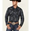 Shirts Rock & Roll Denim | Rock & Roll Denim Men'S Navy Southwestern Print Long Sleeve Snap Western Shirt Online