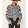 Shirts Rock & Roll Denim | Rock & Roll Denim Men'S Black Southwestern Striped Long Sleeve Snap Western Shirt Outlet