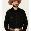 Shirts Rock & Roll Denim | Rock & Roll Cowboy Men'S Black Dyed Twill Western Shirt Rock & Roll Denim Sale