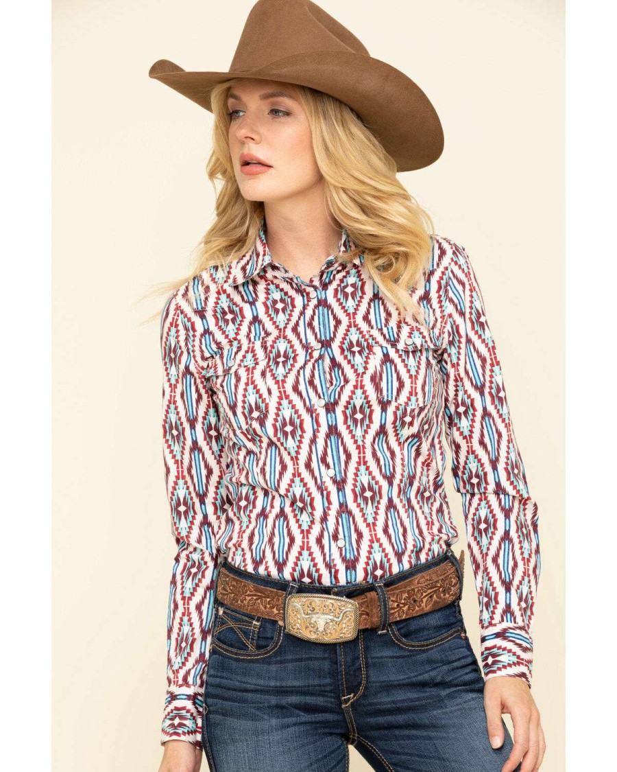 Shirts Rock & Roll Denim | Rock & Roll Denim Women'S Snap Southwestern Long Sleeve Western Shirt Sale