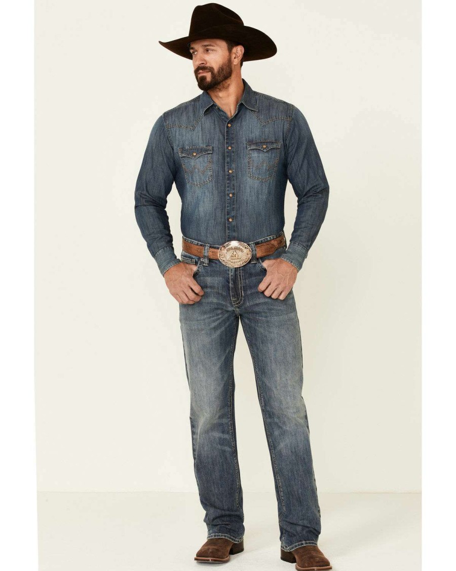 Jeans Rock & Roll Denim | Rock & Roll Denim Men'S Double Barrel Medium Vintage Wash Stretch Relaxed Straight Jeans Sale