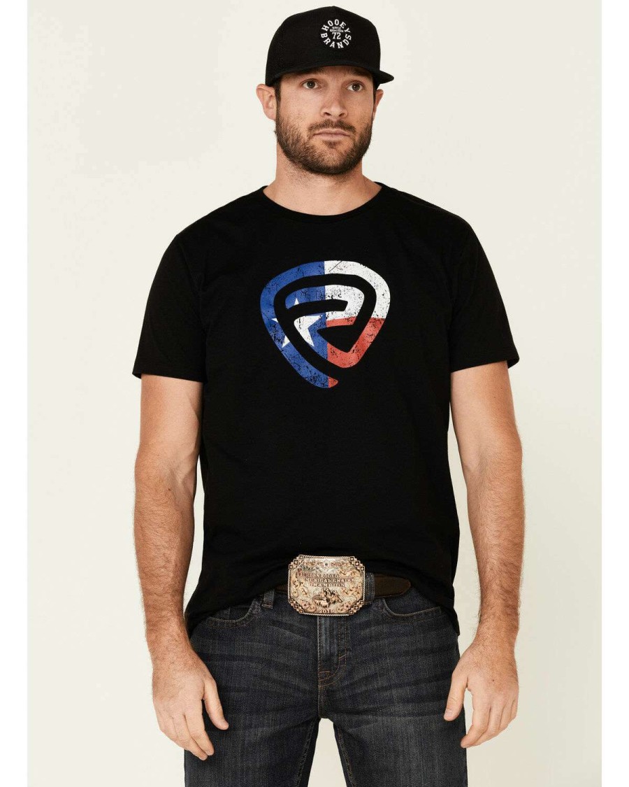 Shirts Rock & Roll Denim | Rock & Roll Denim Men'S Black Texas Flag Logo Graphic T-Shirt Limited Edition