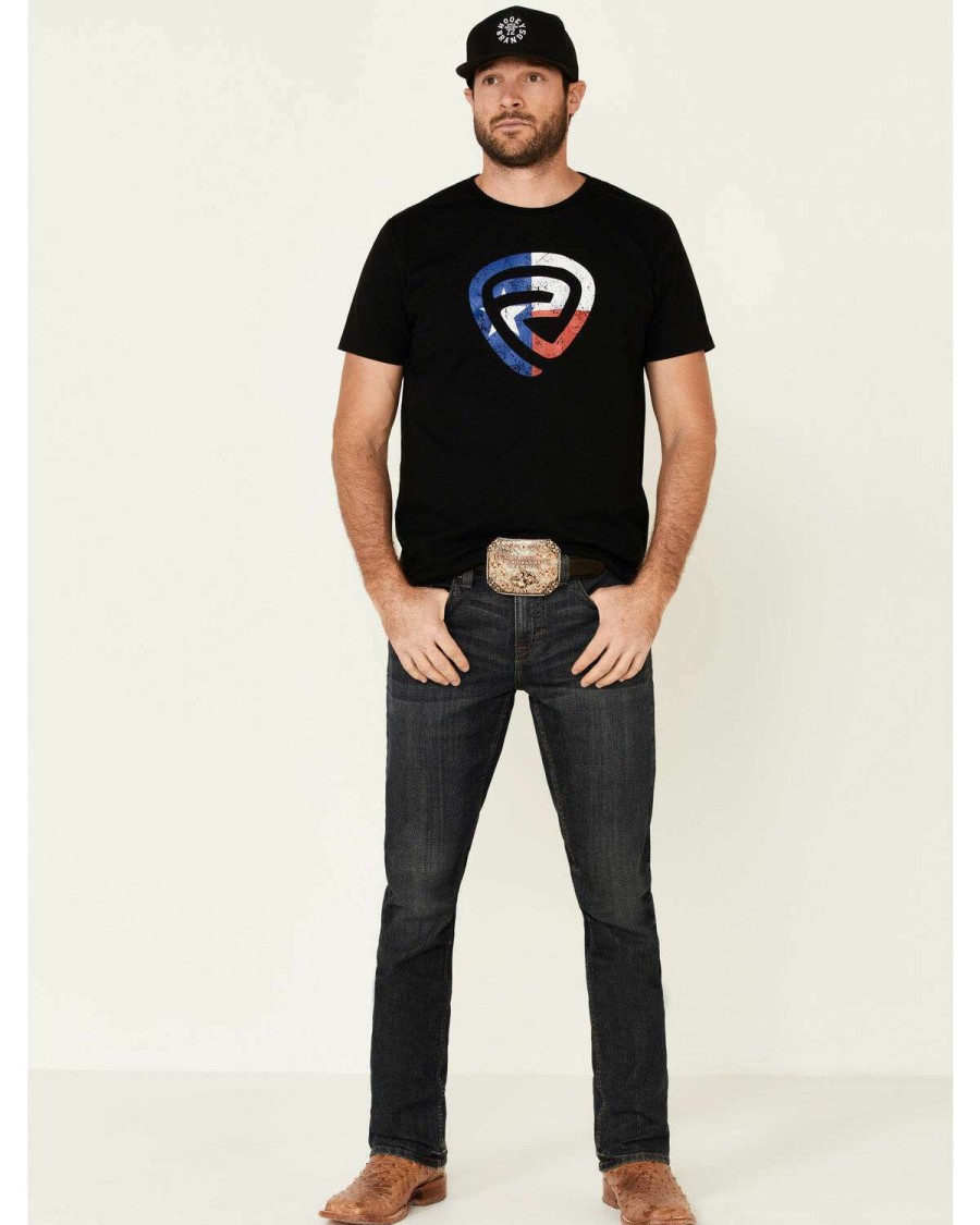 Shirts Rock & Roll Denim | Rock & Roll Denim Men'S Black Texas Flag Logo Graphic T-Shirt Limited Edition