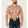 Shirts Rock & Roll Denim | Rock & Roll Denim Men'S Orange Southwestern Print Short Sleeve Snap Western Shirt Limited Edition