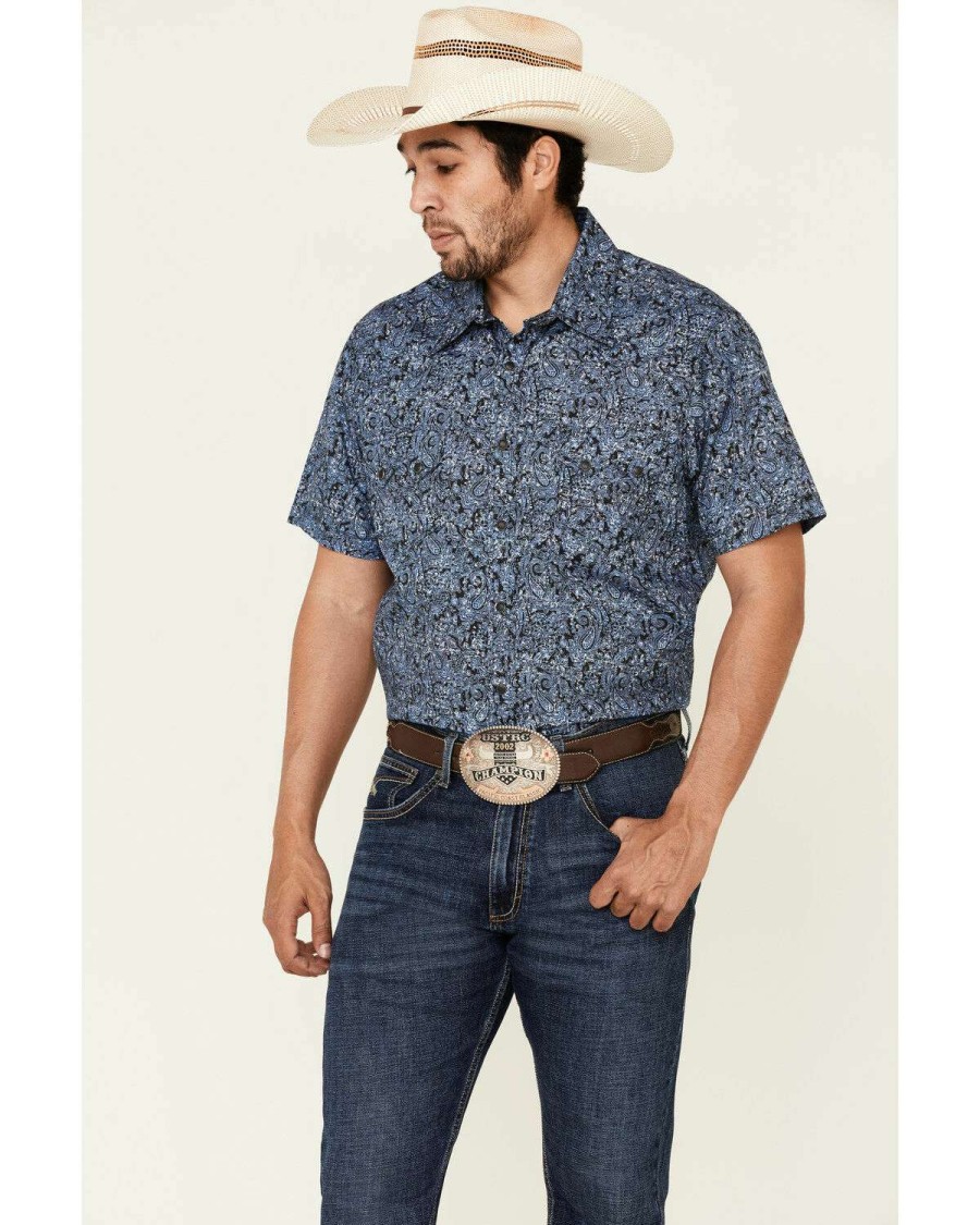 Shirts Rock & Roll Denim | Rock & Roll Denim Men'S Paisley Print Short Sleeve Western Shirt Sale