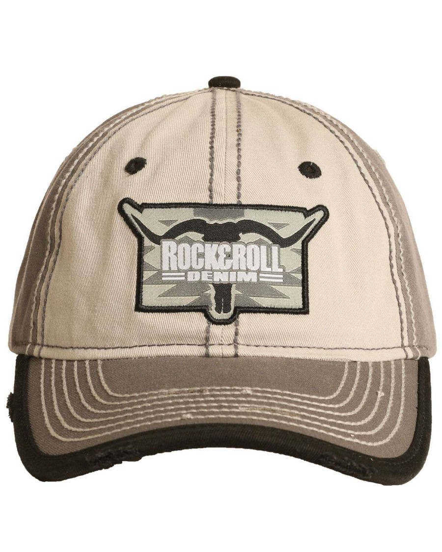 Caps Rock & Roll Denim | Rock & Roll Denim Men'S Steer Head Logo Ball Cap Discount