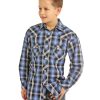 Shirts Rock & Roll Denim | Rock & Roll Denim Boys' Plaid Snap Long Sleeve Western Shirt Outlet