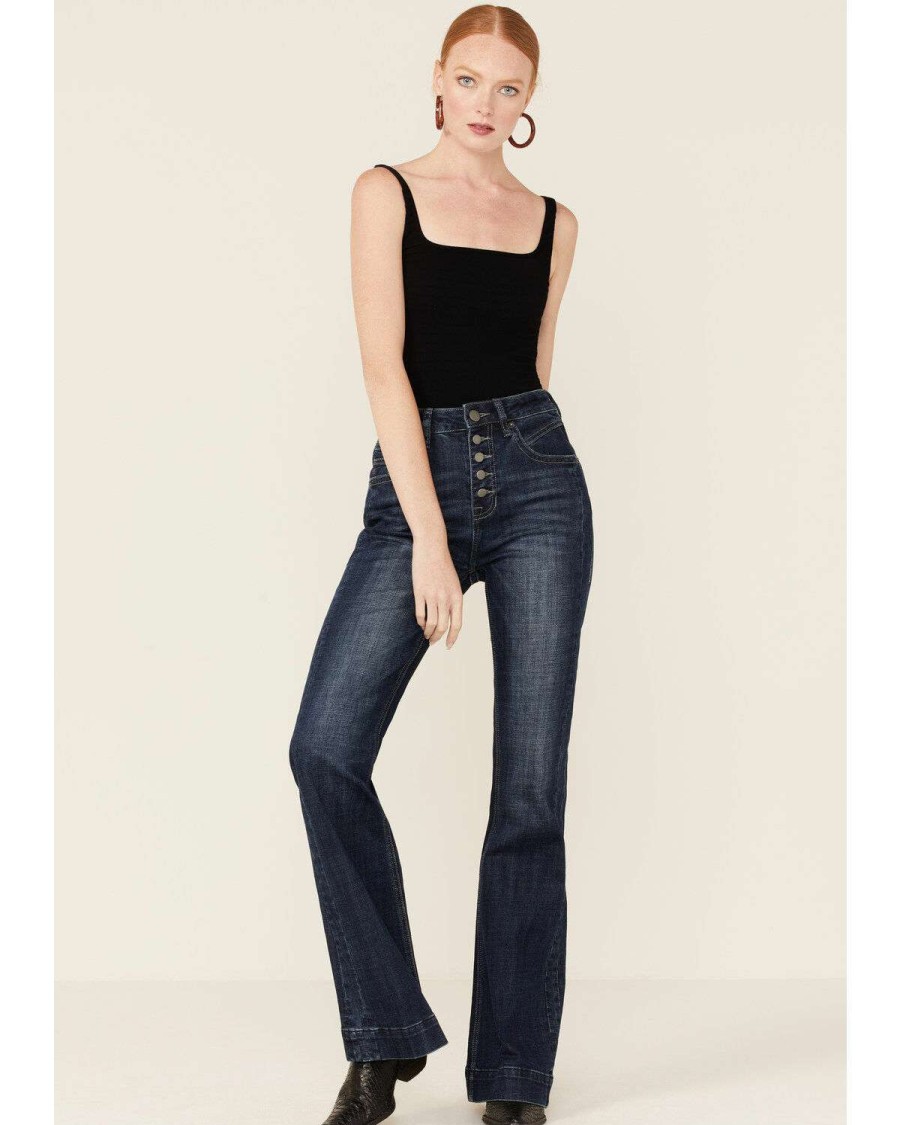 Jeans Rock & Roll Denim | Rock & Roll Denim Women'S Trouser Leg Jeans Online