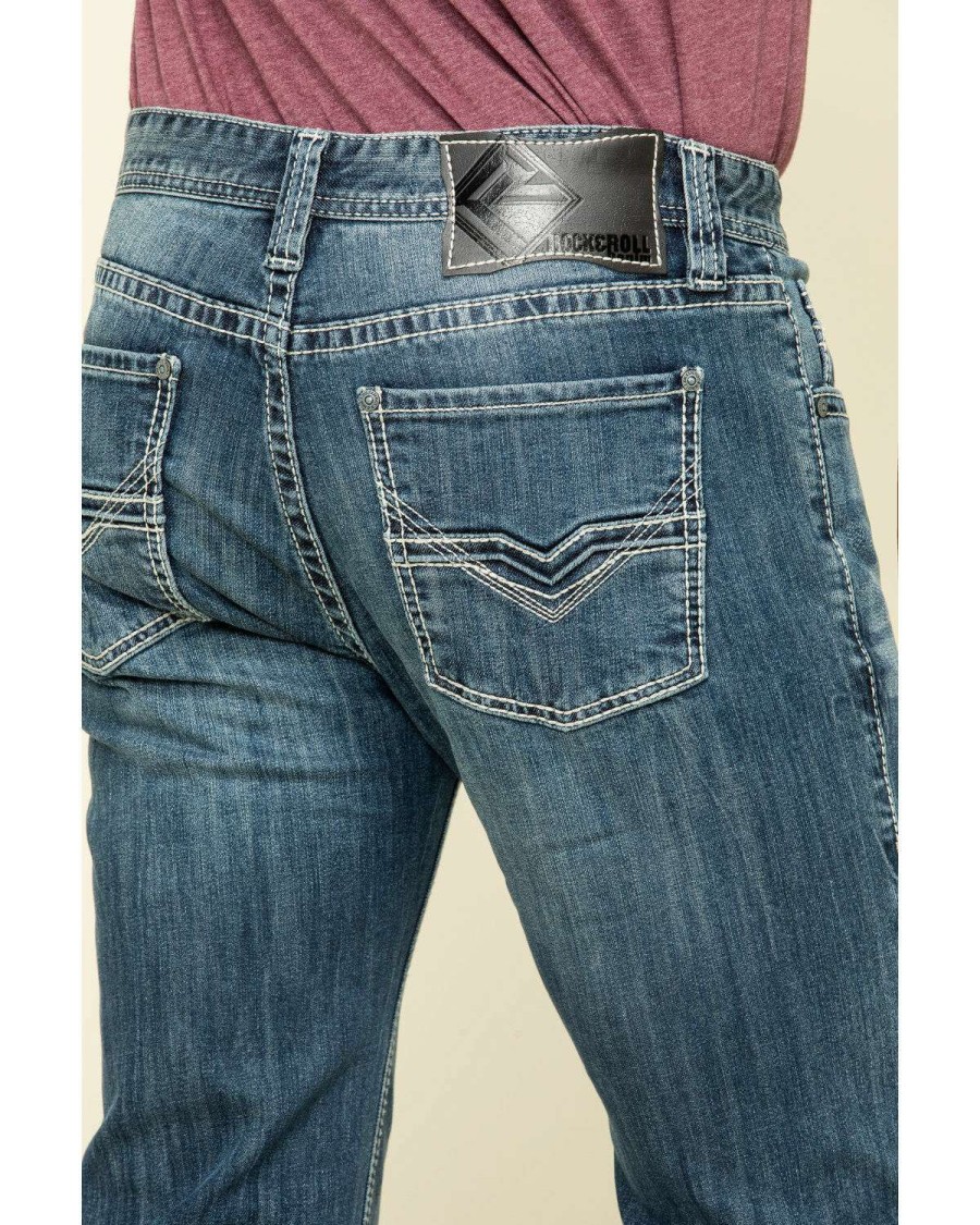 Jeans Rock & Roll Denim | Rock & Roll Denim Men'S Revolver Stretch Slim Straight Jeans Sale