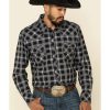 Shirts Rock & Roll Denim | Rock & Roll Denim Men'S Black Med Plaid Long Sleeve Western Shirt Discount