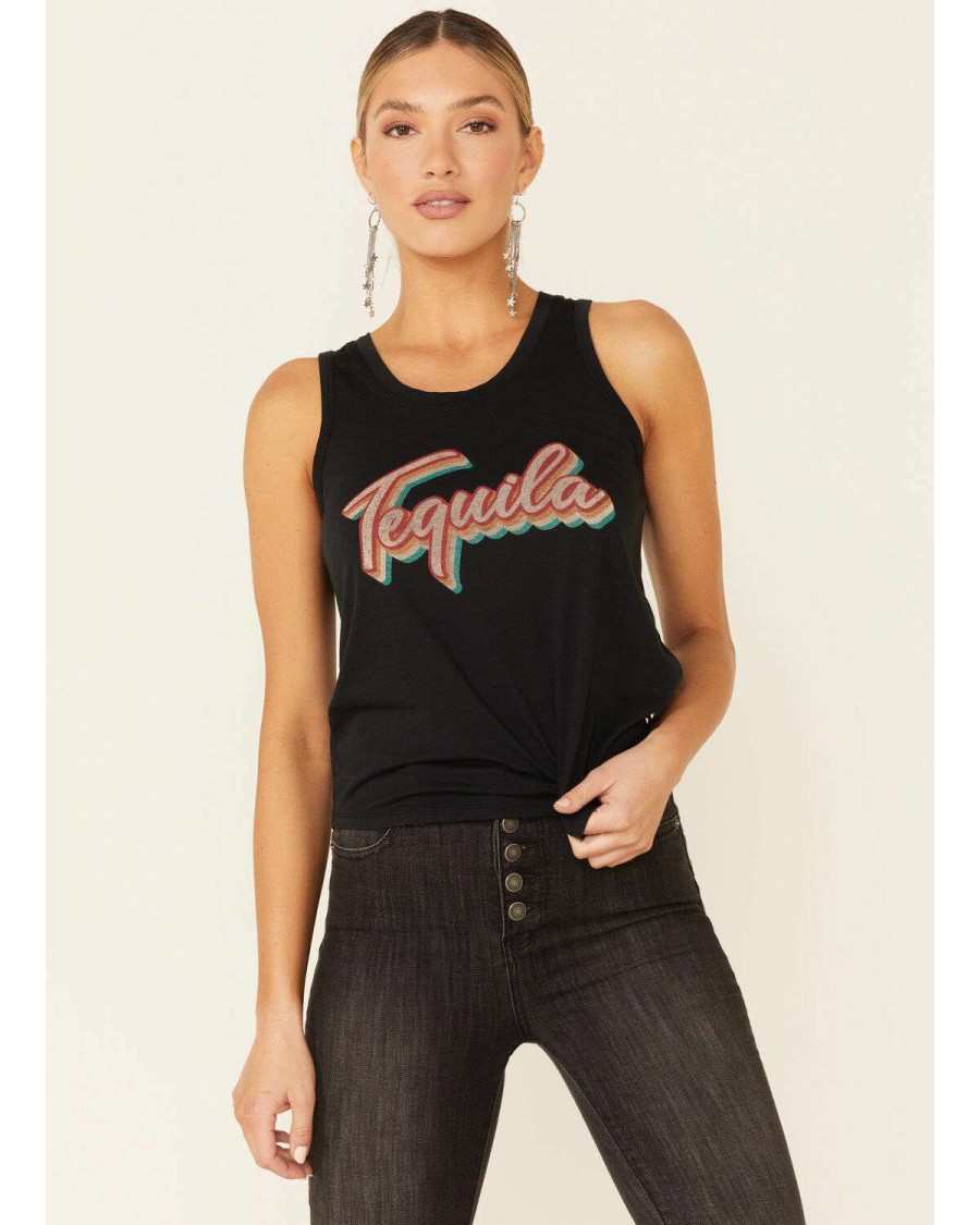 Tops Rock & Roll Denim | Rock & Roll Denim Women'S Tequila Signature Graphic Tank Top Sale